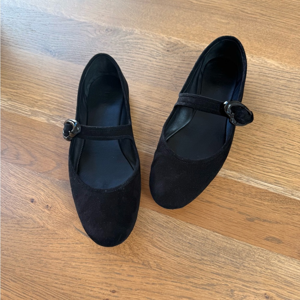 Larroude Verona Ballet Flat In Black Suede 6.5